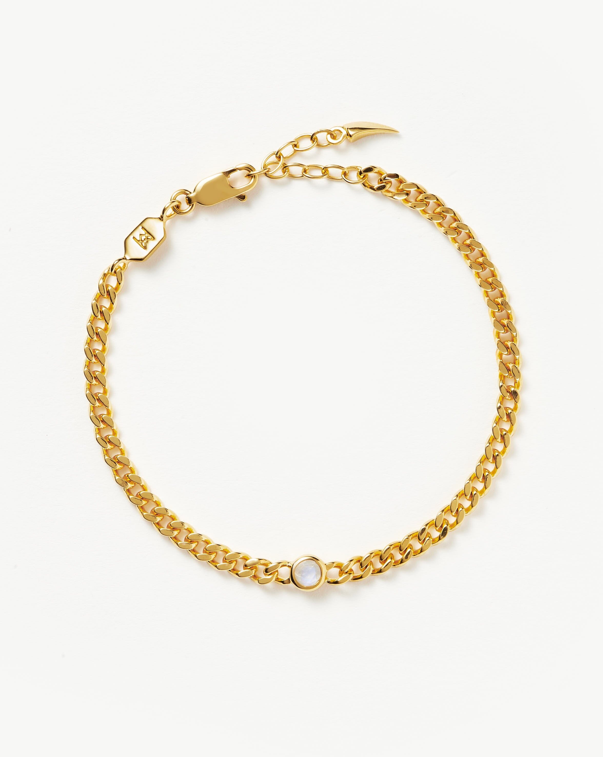 Lena Charm Bracelet, 18ct Gold Plated Vermeil/Rainbow Moonstone