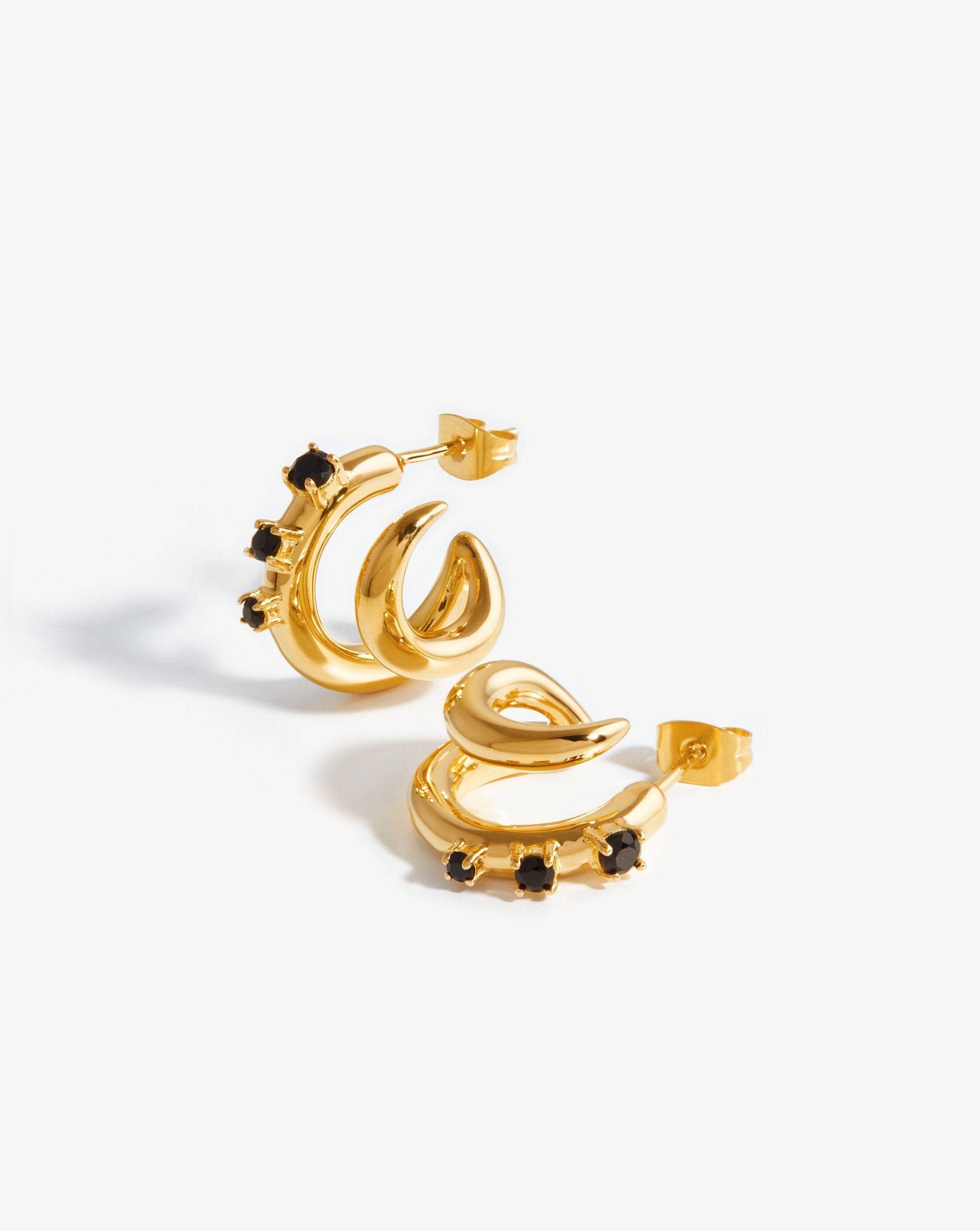 Claw Chunky Double Hoop Earrings | 18ct Gold Plated | Missoma