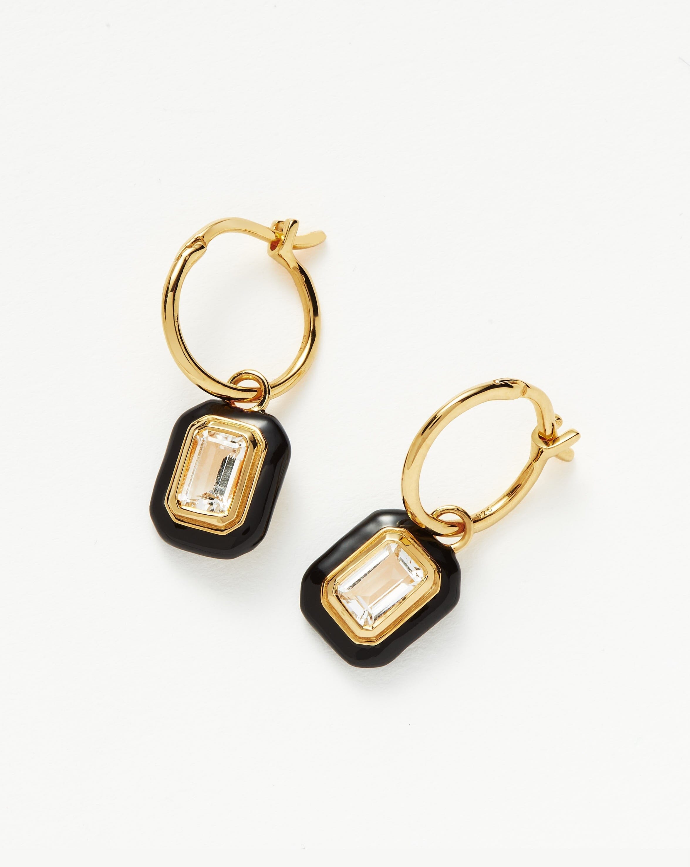 Mini Pyramid Charm Hoop Earrings | 18ct Gold Plated Vermeil