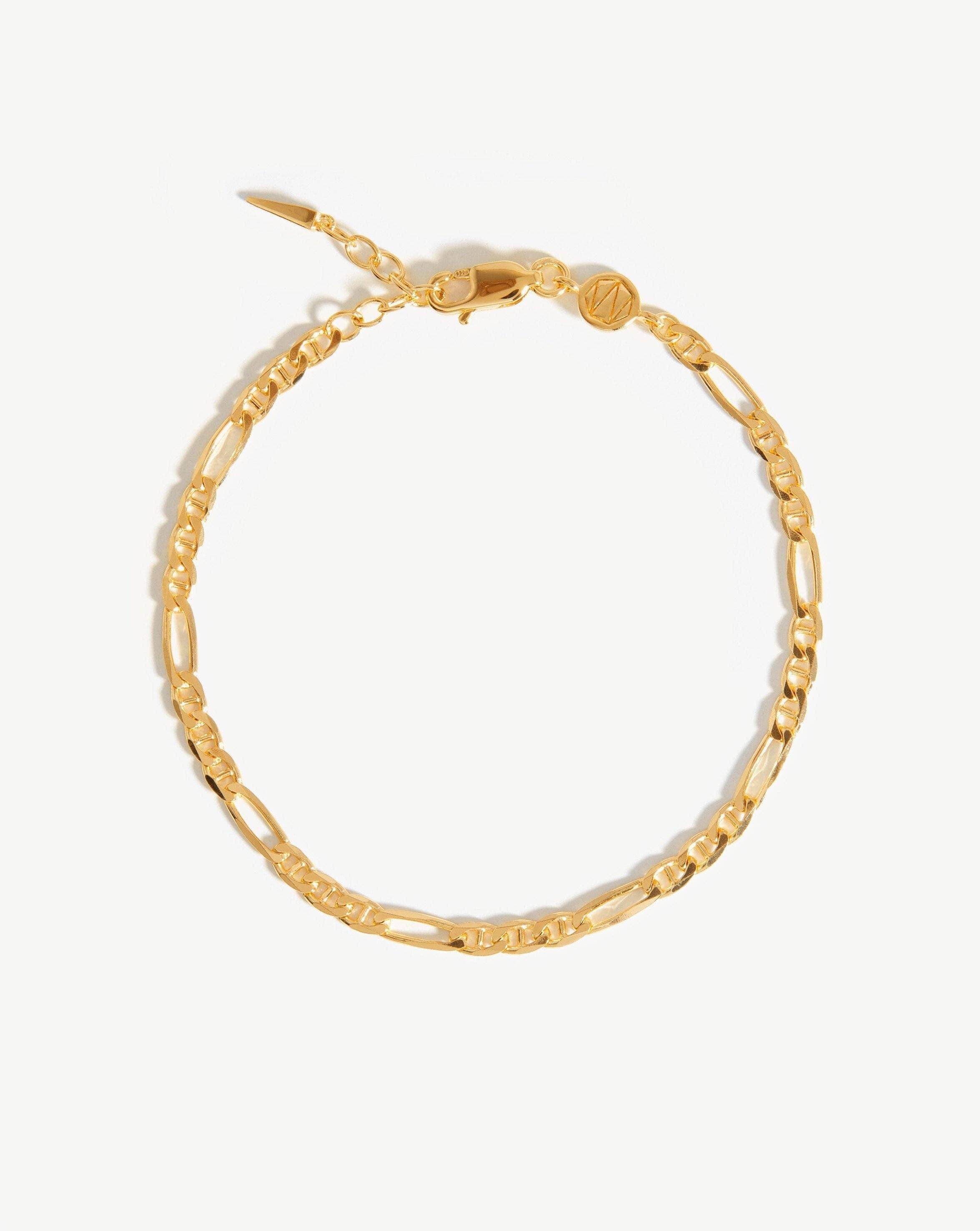 Opus Sapphire Type Chain Bracelet, Gold Vermeil w/Black Enamel