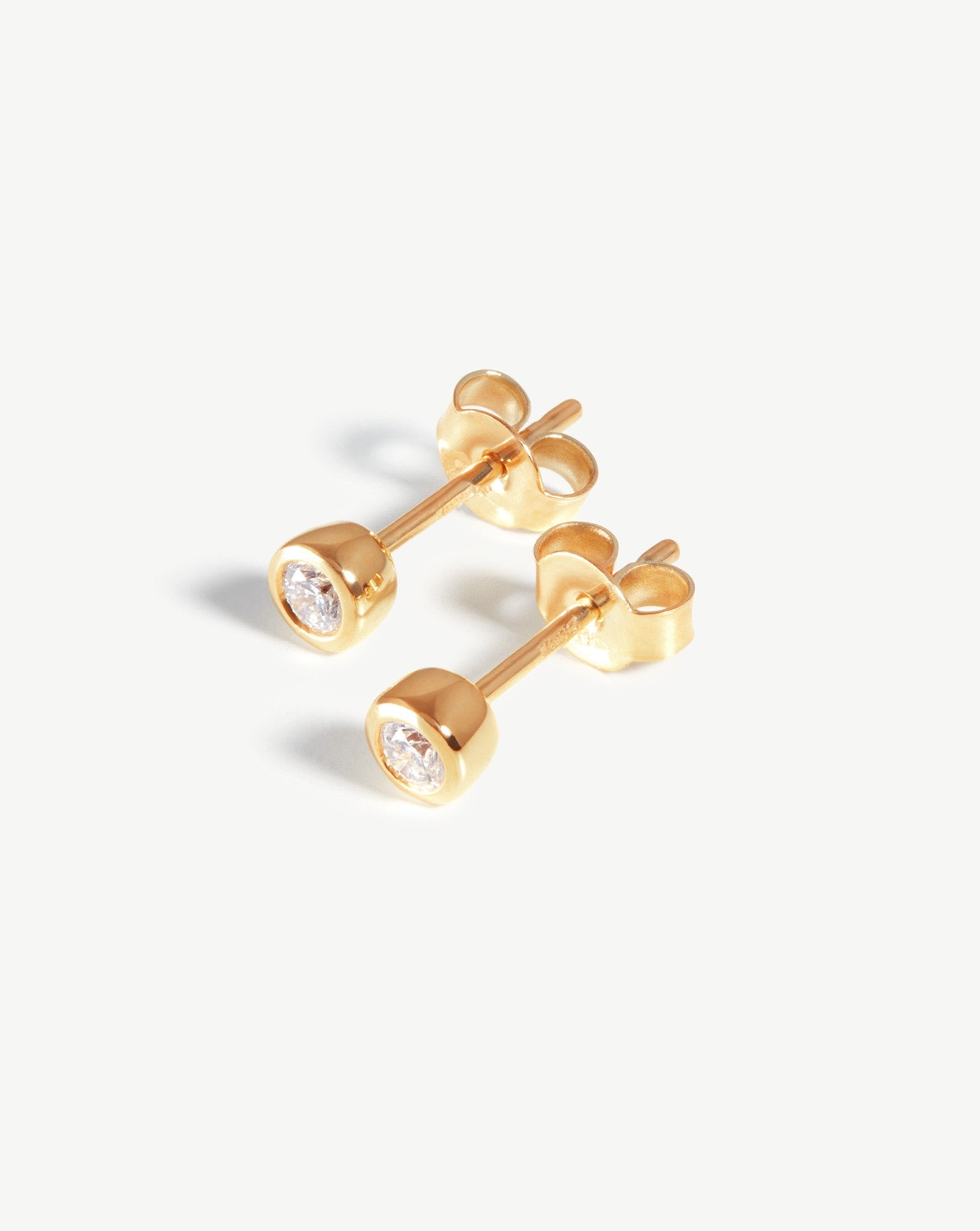 Fine Bar Single Stud Earring | 14k Solid Gold