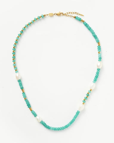 Harris Reed In Good Hands Beaded Gemstone Necklace | 18ct Gold Plated/Multi  Green Gemstone & Pearl Necklaces | Missoma