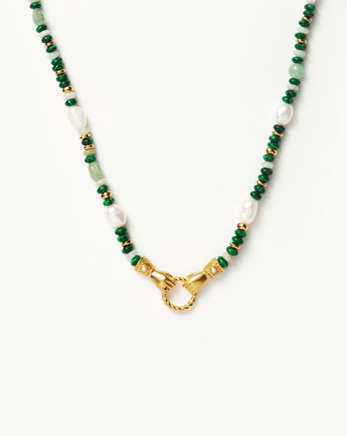 Handmade Modern White Biwa Pearl and Gemstone Necklace|Bish Bosh Becca