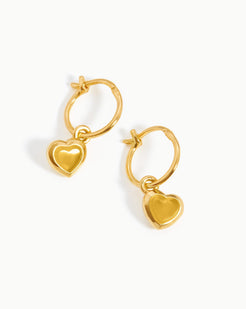 Heart Gemstone Charm Hoop Earrings - C.Paravano