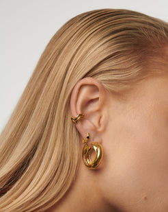 LUCY SMALL CHUNKY HOOP EARRINGS-SILVER SAMPLE