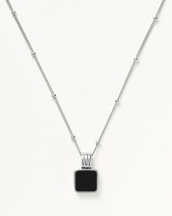 Missoma Hex Padlock Chain Necklace Silver Plated/Black Onyx
