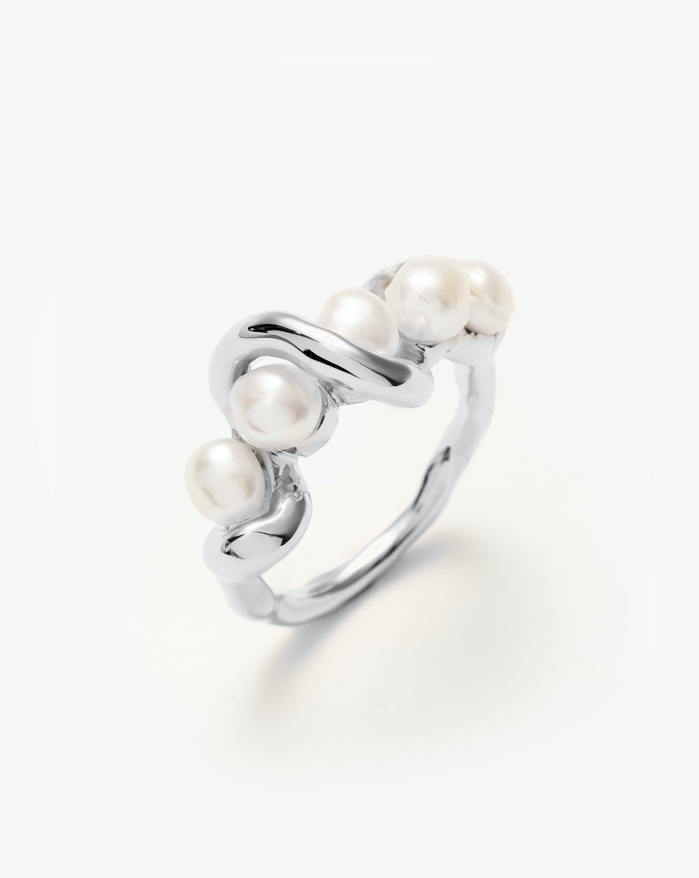 Molten Pearl Twisted Stacking Ring | 18ct Gold Plated Vermeil