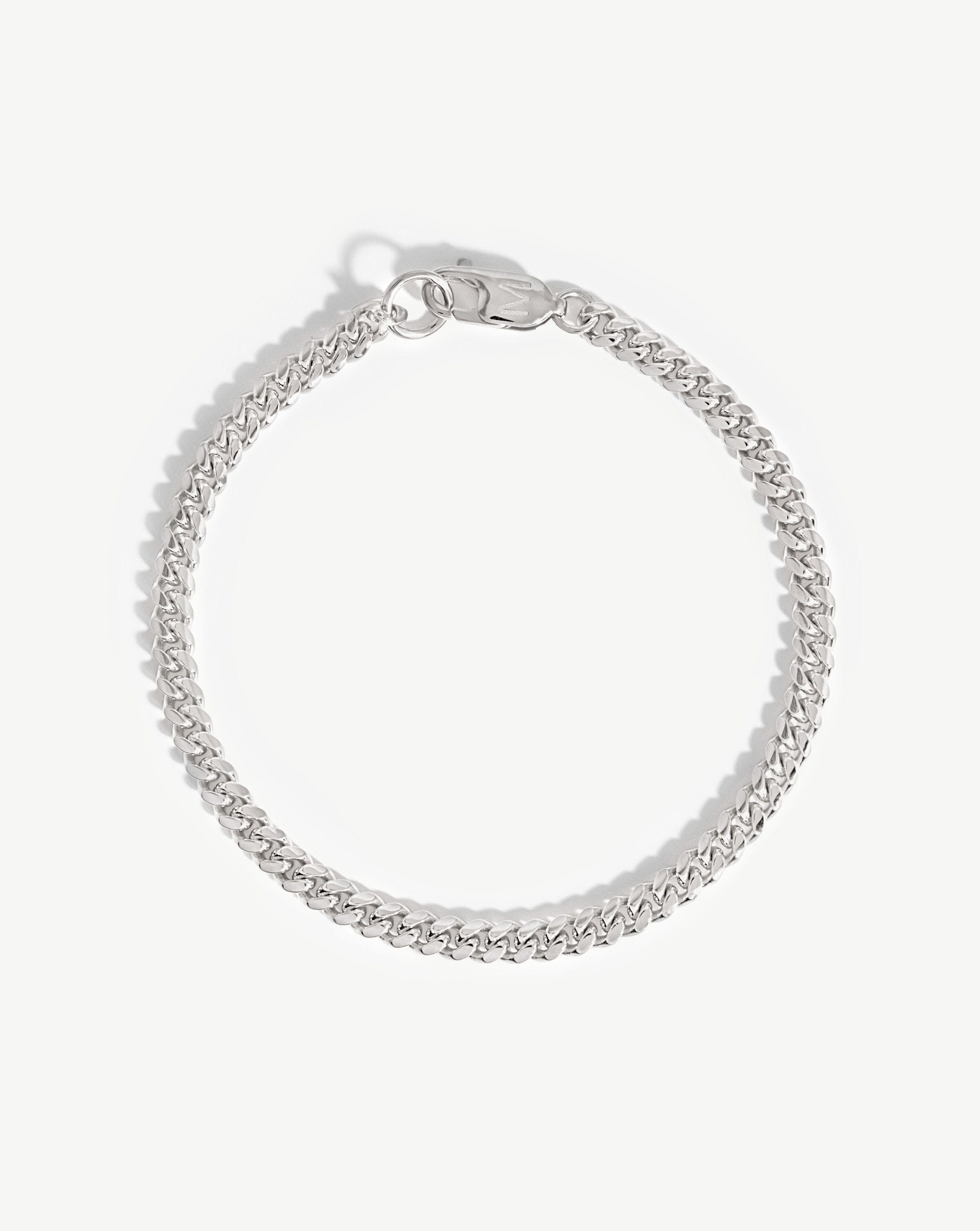 Missoma Mens Flat Curb Chain Necklace | Silver Plated