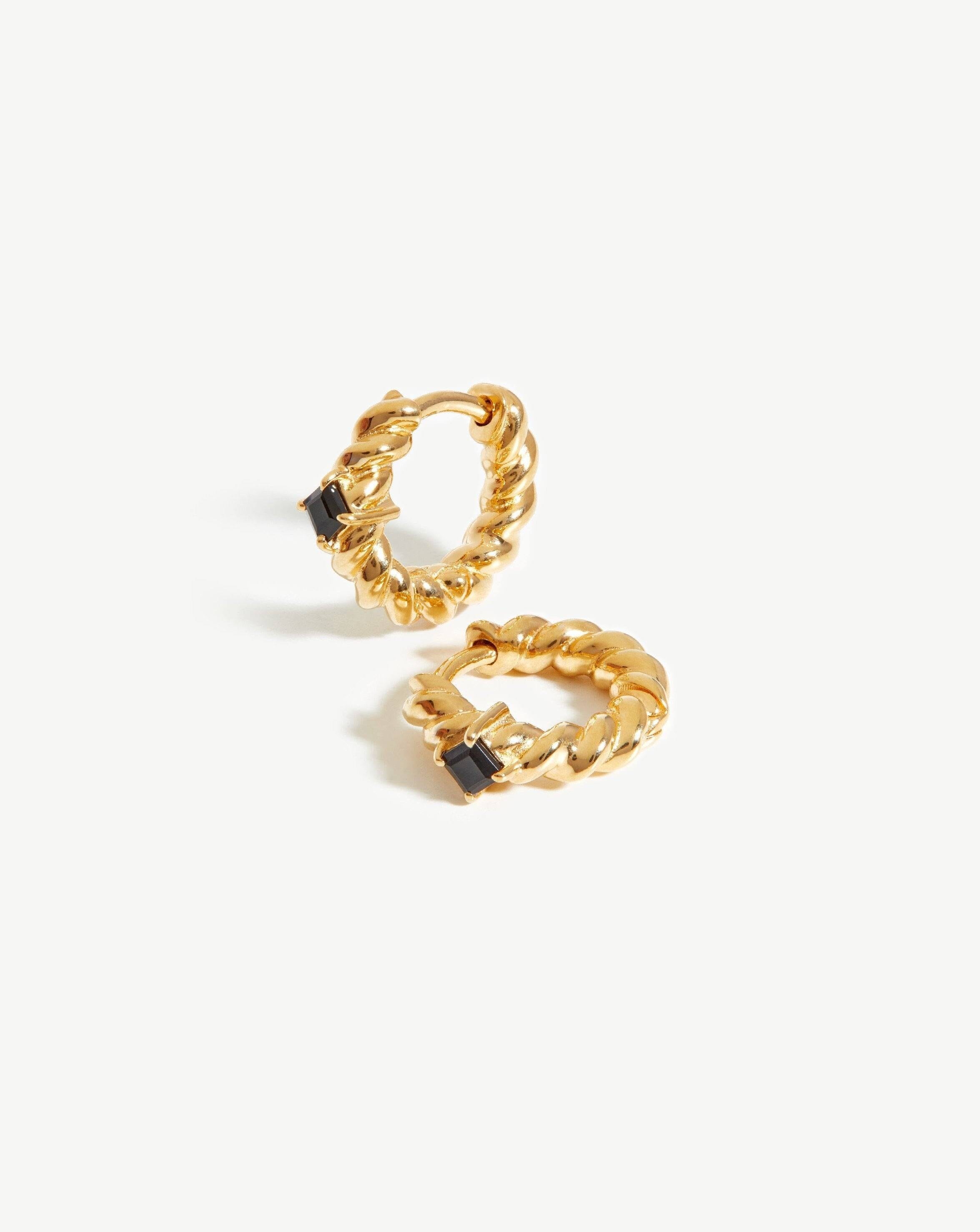 Missoma Gemstone Huggies | 18ct Gold Plated Vermeil/Black Onyx