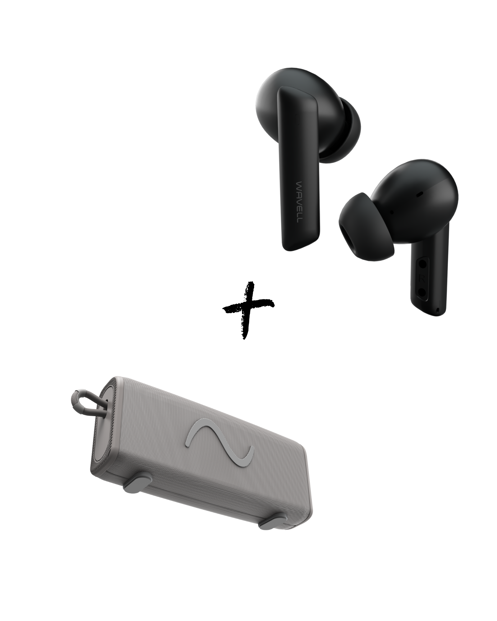 Wavell 3 Pro - Trådløse bluetooth in-ear høretelefoner med Noise Cancelling + Sound Master Move - Bluetooth Højtaler