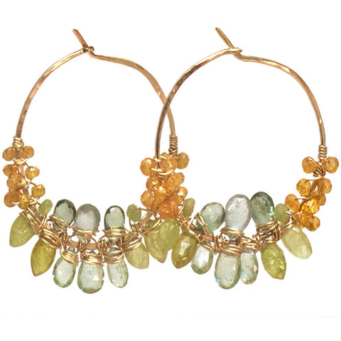 Mandarin Garnet Green Garnet and Moss Aquamarine Earrings CLP111 by Calico Juno Designs, Bonnie Riconda