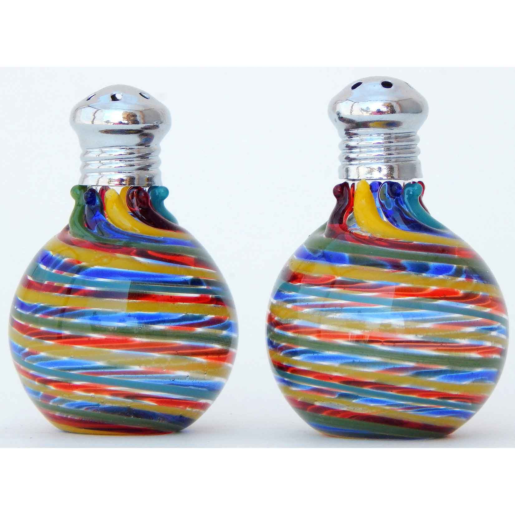 Rainbow Blown Glass Salt and Pepper Shaker 314 by Four Sisters Art Glass