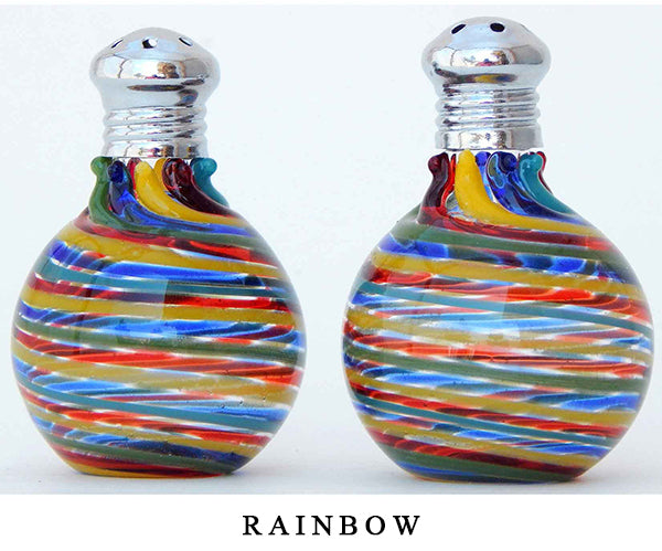 Rainbow Blown Glass Salt and Pepper Shaker 314 by Four Sisters Art Glass