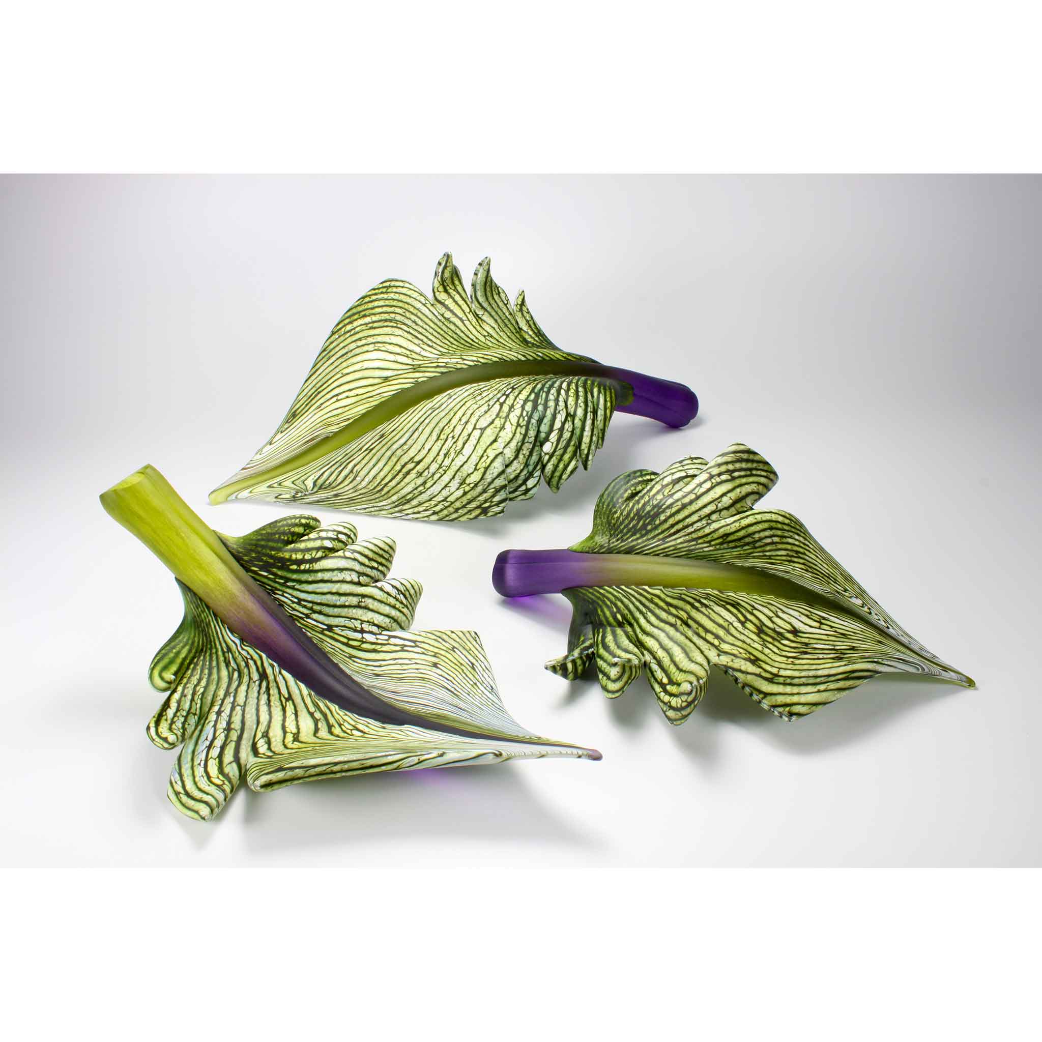 ARBOR LEAVES IN SAGE SCULPTURES by GARTNER BLADE AMERICAN ART GLASS