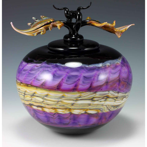 Opal Covered Sphere in Amethyst by Gartner Blade Art Glass, Artisan-Crafted Hand-Blown Glass Bowls Vessels