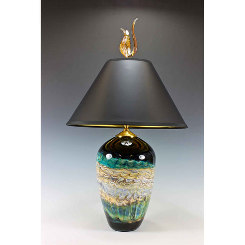 Opal Table Lamp in Sage by Gartner Blade Art Glass, Artisan-Crafted Hand-Blown Glass Table Lamps
