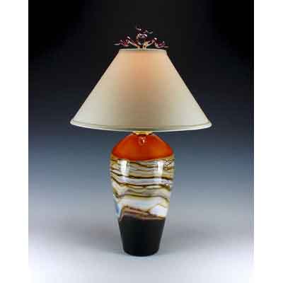 Strata Table Lamp in Tangerine by Gartner Blade Art Glass, Artisan-Crafted Hand-Blown Glass Table Lamps