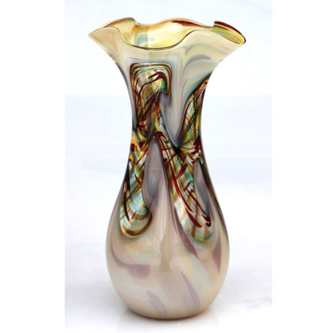 Earth Series Fluted Glass Vase by Glass Rocks Dottie Boscamp, Artistic, Artisan-Crafted Hand-Blown Glass Vases-Vessels