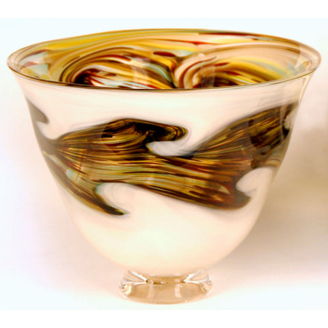 Earth Series Wide Glass Bowl by Glass Rocks Dottie Boscamp, Artistic, Artisan-Crafted Hand-Blown Glass Bowls