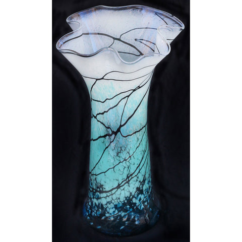 Lightning Series Fluted Glass Vase by Glass Rocks Dottie Boscamp, Artistic, Artisan-Crafted Hand-Blown Glass Vases-Vessels