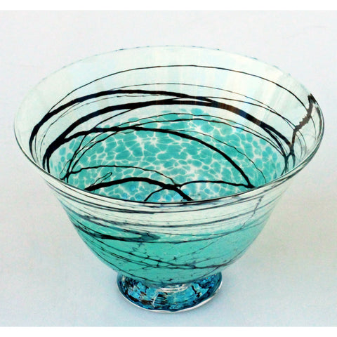Lightning Series Wide Glass Bowl by Glass Rocks Dottie Boscamp, Artistic, Artisan-Crafted Hand-Blown  Glass Bowls