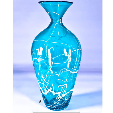 Medium Lightning Vase in Blue 5 by Grateful Gathers Glass, Danny Polk Jr