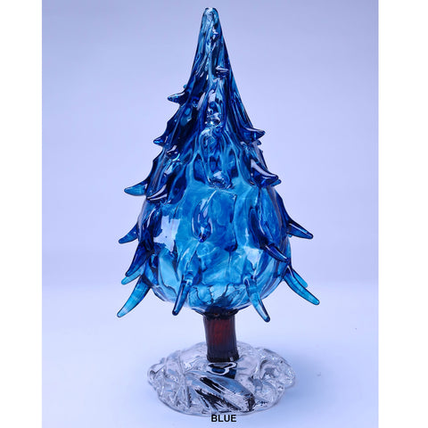 Blue Pine Tree 1 Glass Sculpture by Grateful Gathers Glass, Danny Polk Jr