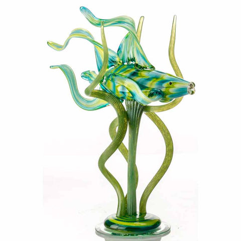 Mike (Michael) Hudson Glass Artist, Artisan Handblown Art Glass Fish in Seaweed