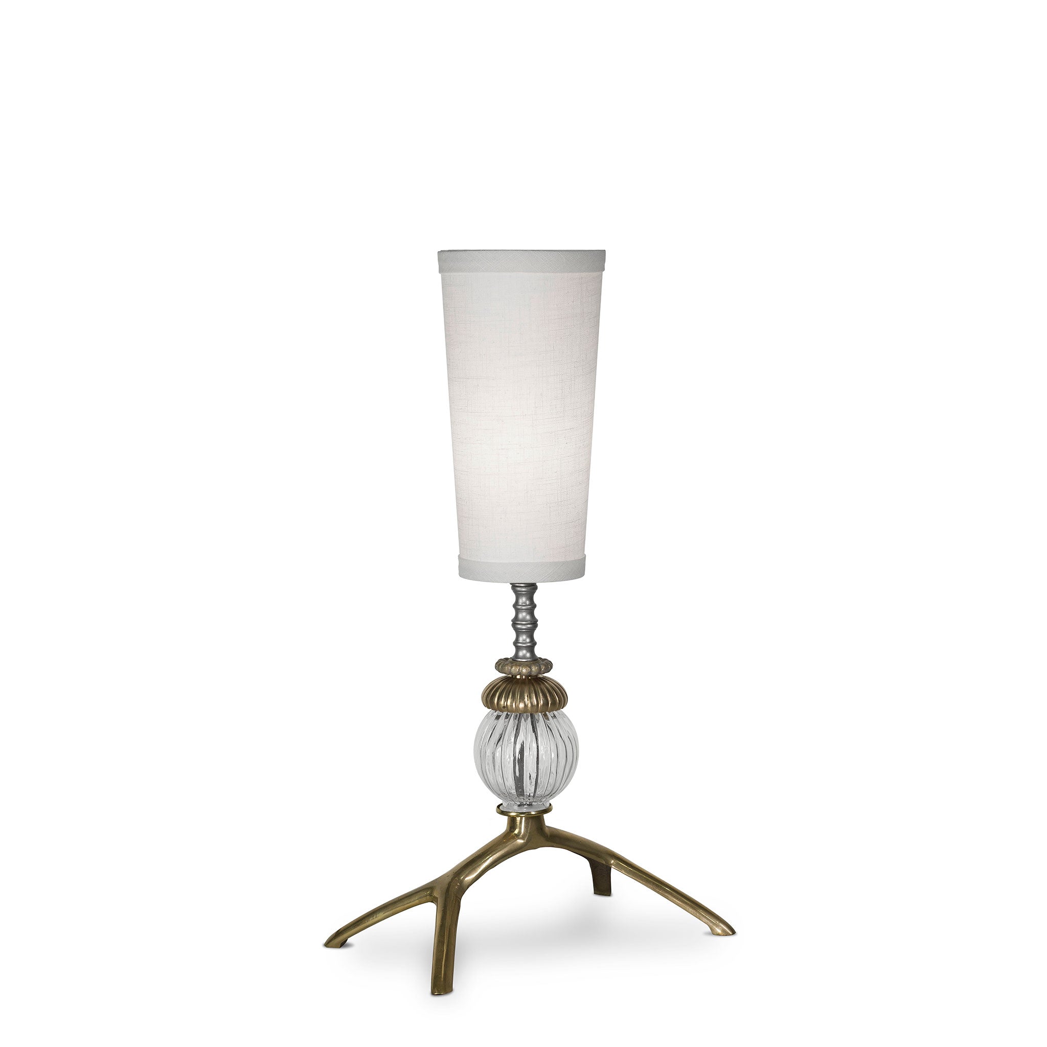 Maeve Mini Table Lamp, Solid Brass, Handblown Clear Glass by Luna Bella