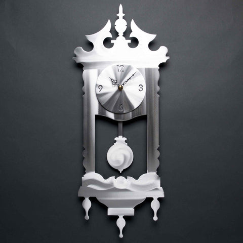Grandmas Clock C010 in Brushed Aluminum by Sondra Gerber creator of Metal Petal Art