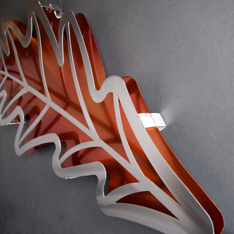Oak Leaf in Orange Wall Art Sculpture by Sondra Gerber creator of Metal Petal Art