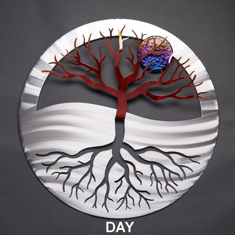 Tree of Life in the Day Time Wall Art Sculpture by Sondra Gerber creator of Metal Petal Art