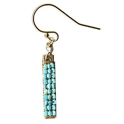 Bars Earrings 4934 with Turquoise by Michelle Pressler Jewelry, Artistic Artisan-Crafted Designer Jewelry