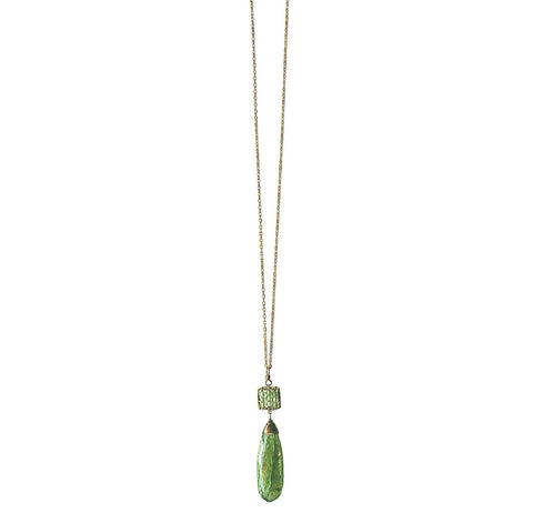 Box Necklace 4240 with Green Kyanite by Michelle Pressler Jewelry, Artistic, Artisan-Crafted Designer Jewelry