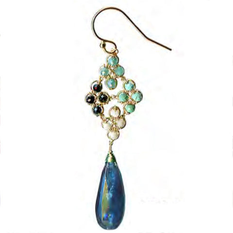 Blue Kyanite Turquoise Earrings 4717A by Michelle Pressler Jewelry, Artistic, Artisan-Crafted Designer Jewelry