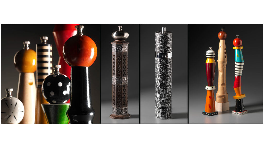 Artistic, Colorful Salt Shakers and Pepper Mills, Pepper Grinders