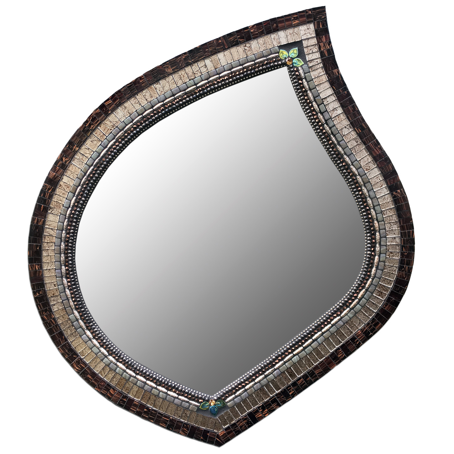 Mosaic Leaf Mirror in Pewter Mahogany by Zetamari, Angie Heinrich