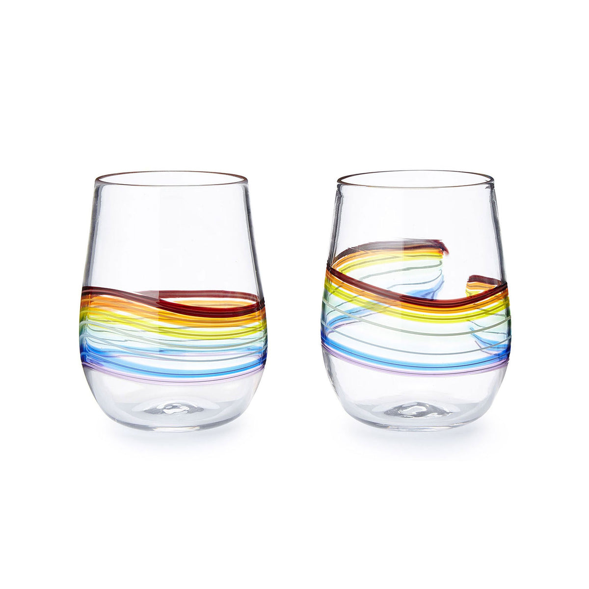 Frost Glass Rainbow Stemless Wine Glasses Artistic