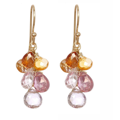 Michelle Pressler Jewelry Earrings Pink Quartz and Carnelian Clusters ...