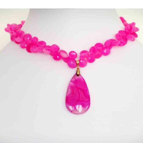 Susan Anderson Hot Pink Chalcedony and Quartz Necklace 854, Artistic ...
