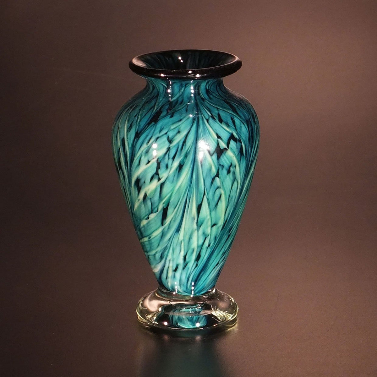 The Glass Forge Vase Shown In Vanilla Lagoon Feather Artistic Functional Artisan Handblown Art