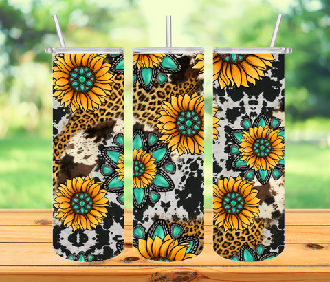 Skull and Sunflowers 20oz Skinny Tumbler Graphic by chariseahlstrombjj24 ·  Creative Fabrica