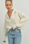 Drama Collar V-Neck Sweater