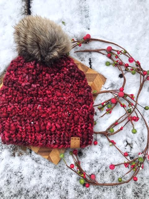 Lux Red Merino Hat, Fur Pom – Cali Cleveland