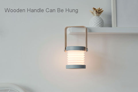 Wooden Handle foldable lantern lamp touch controlled LED desk light can be hung