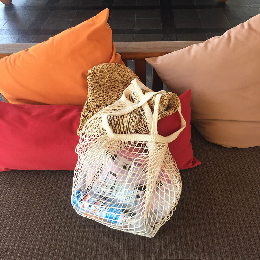 Cotton net bag in real shot