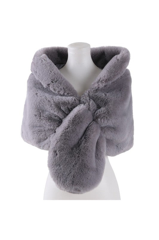 light gray fur shawl