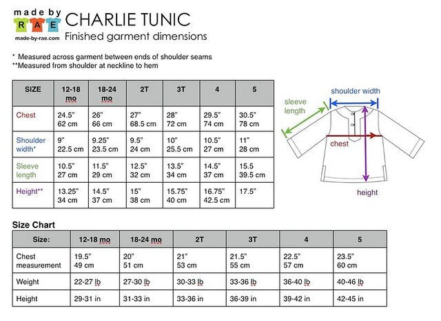 And Charlie Size Chart