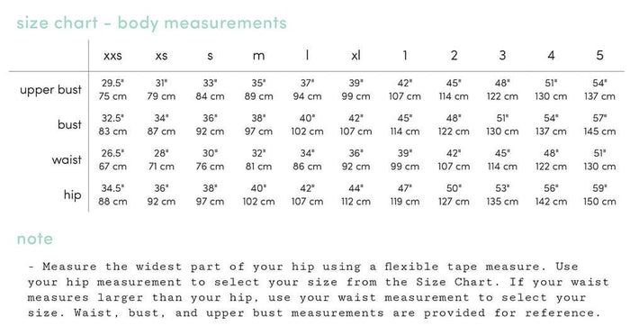 Rose Bridesmaid Size Chart