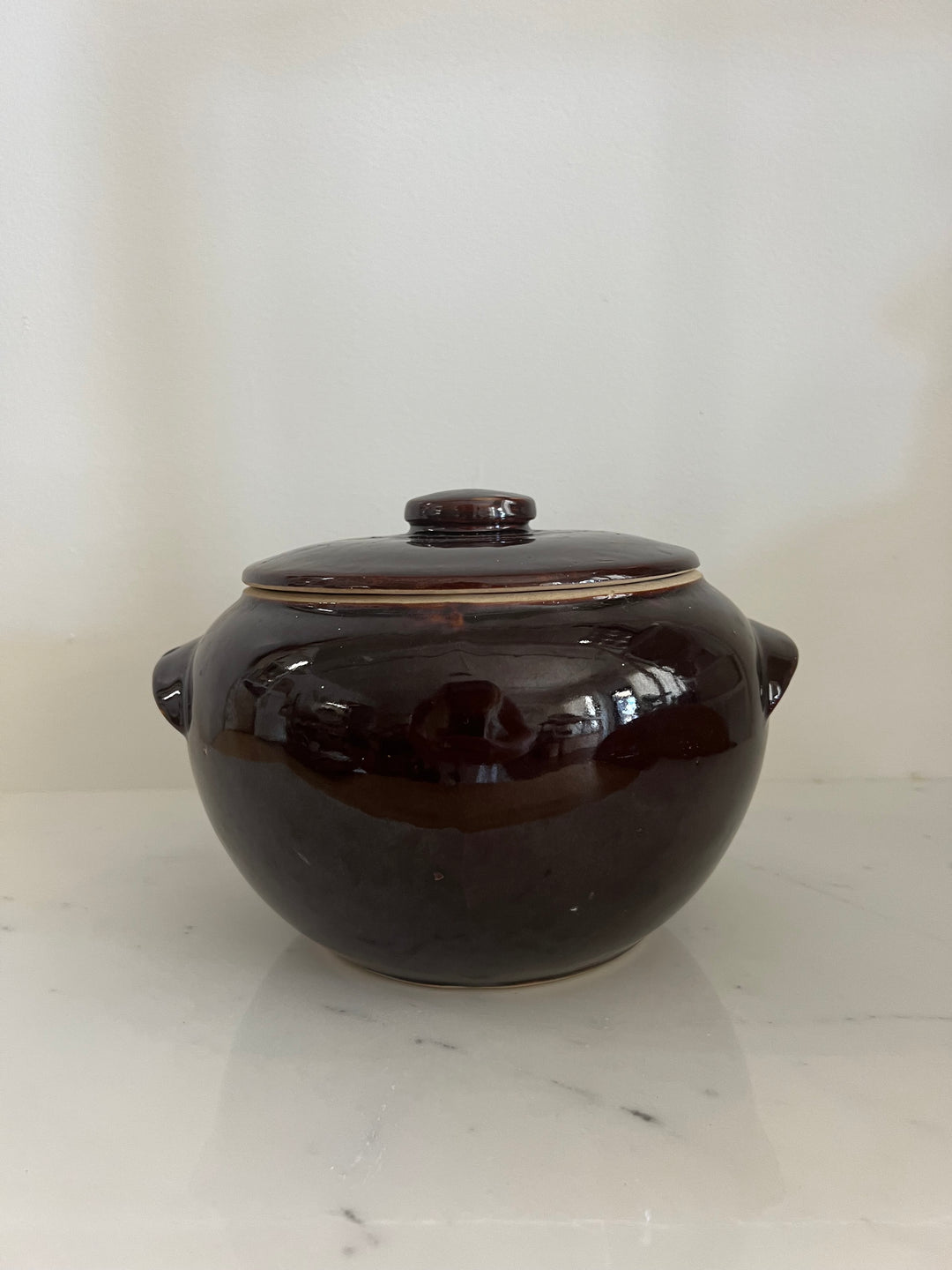 Dark Brown Glaze #4 Bean Pot